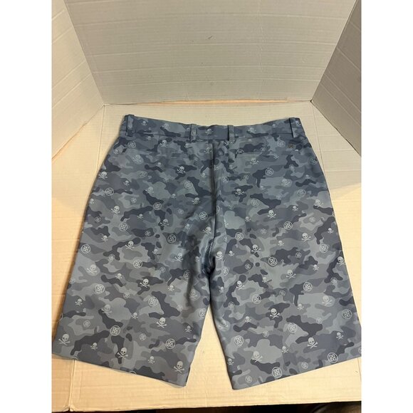 G/Fore G4 Golf Shorts Camo Skulls Tees all over Print 32 Baja Blue preppy - Picture 2 of 11